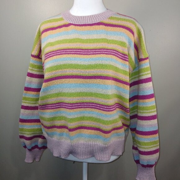 LE LIS COLLECTION VINTAGE CREW NECK STRIPPED SWEATER WOMENS SIZE SMALL - Picture 1 of 7